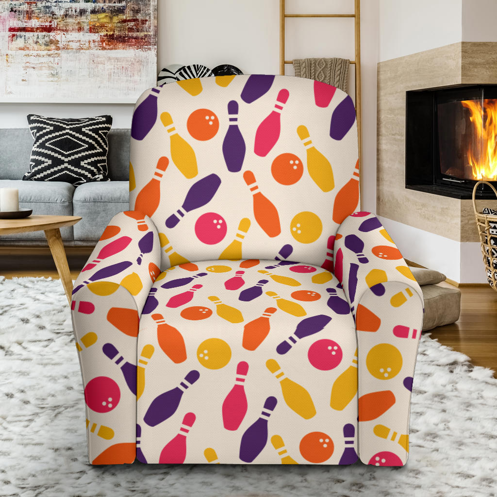Bowling Pattern Print Design 06 Recliner Slipcover with Pocket