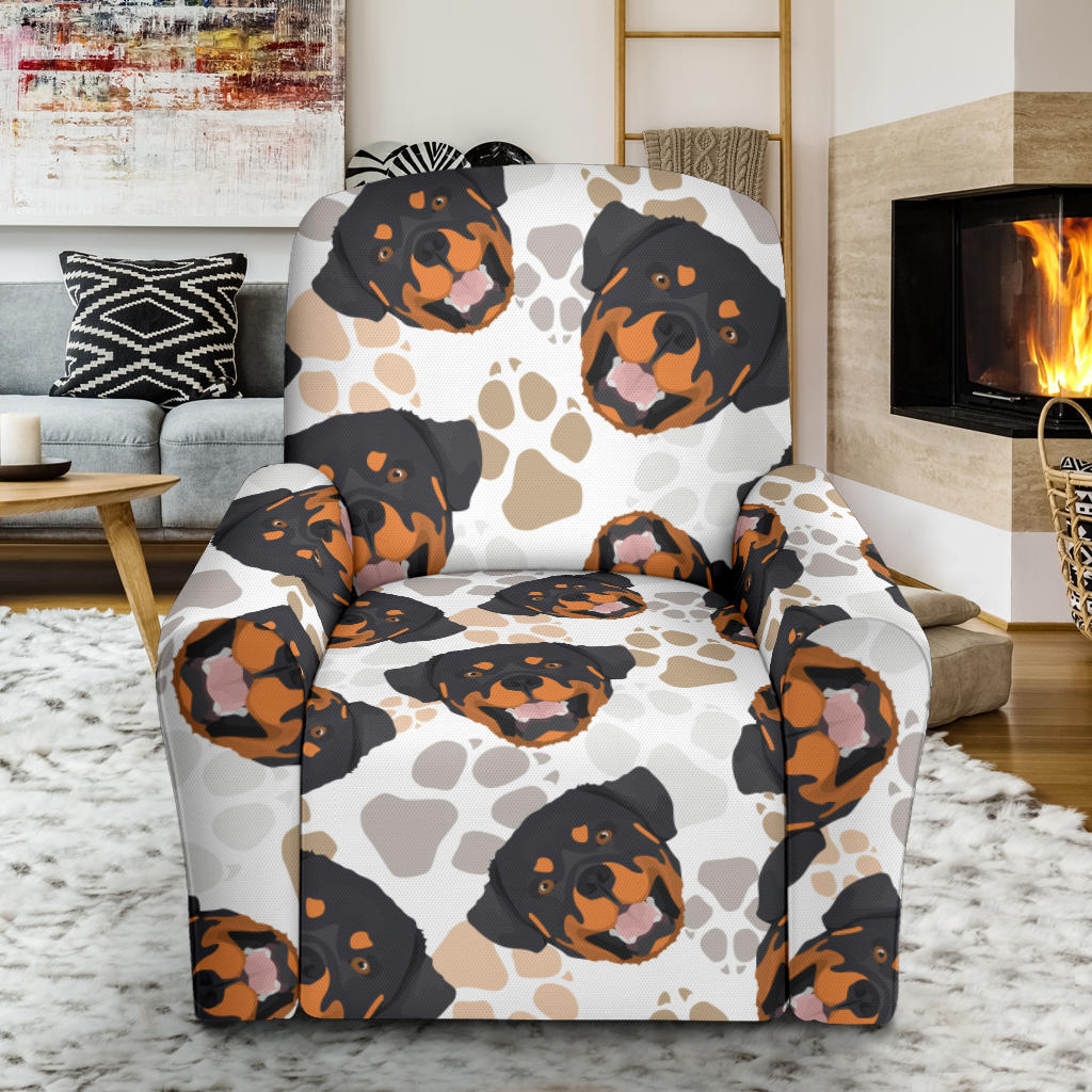 Rottweiler Pattern Print Design A03 Recliner Slipcover with Pocket