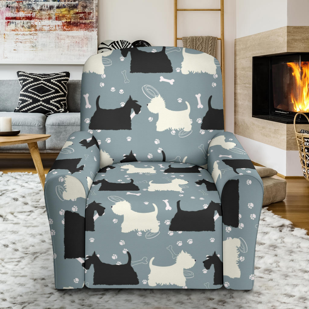 Scottish Terriers Print Design LKS301 Recliner Slipcover with Pocket