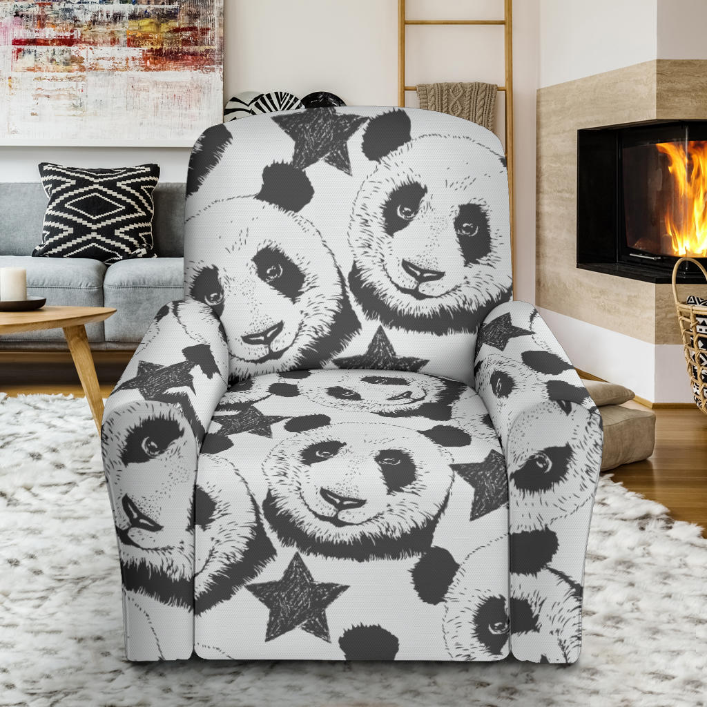 Panda Pattern Print Design A02 Recliner Slipcover with Pocket
