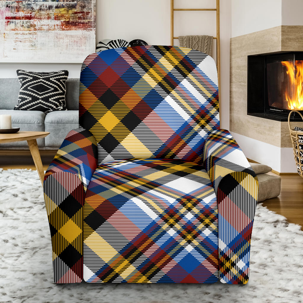 Madras Pattern Print Design 01 Recliner Slipcover with Pocket