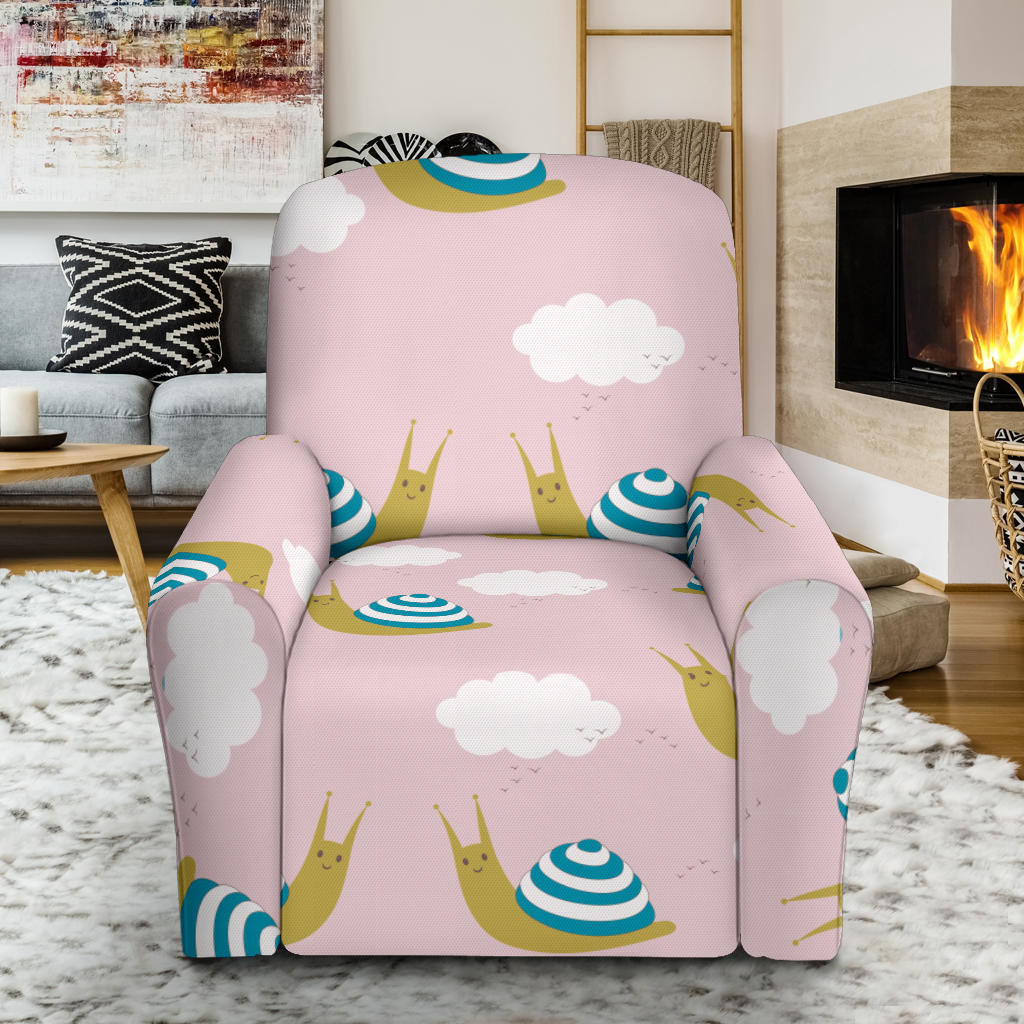 Snail Pattern Print Design 02 Recliner Slipcover with Pocket