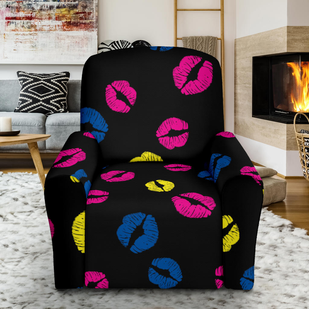 Lip Neon Color Pattern Print Design 01 Recliner Slipcover with Pocket