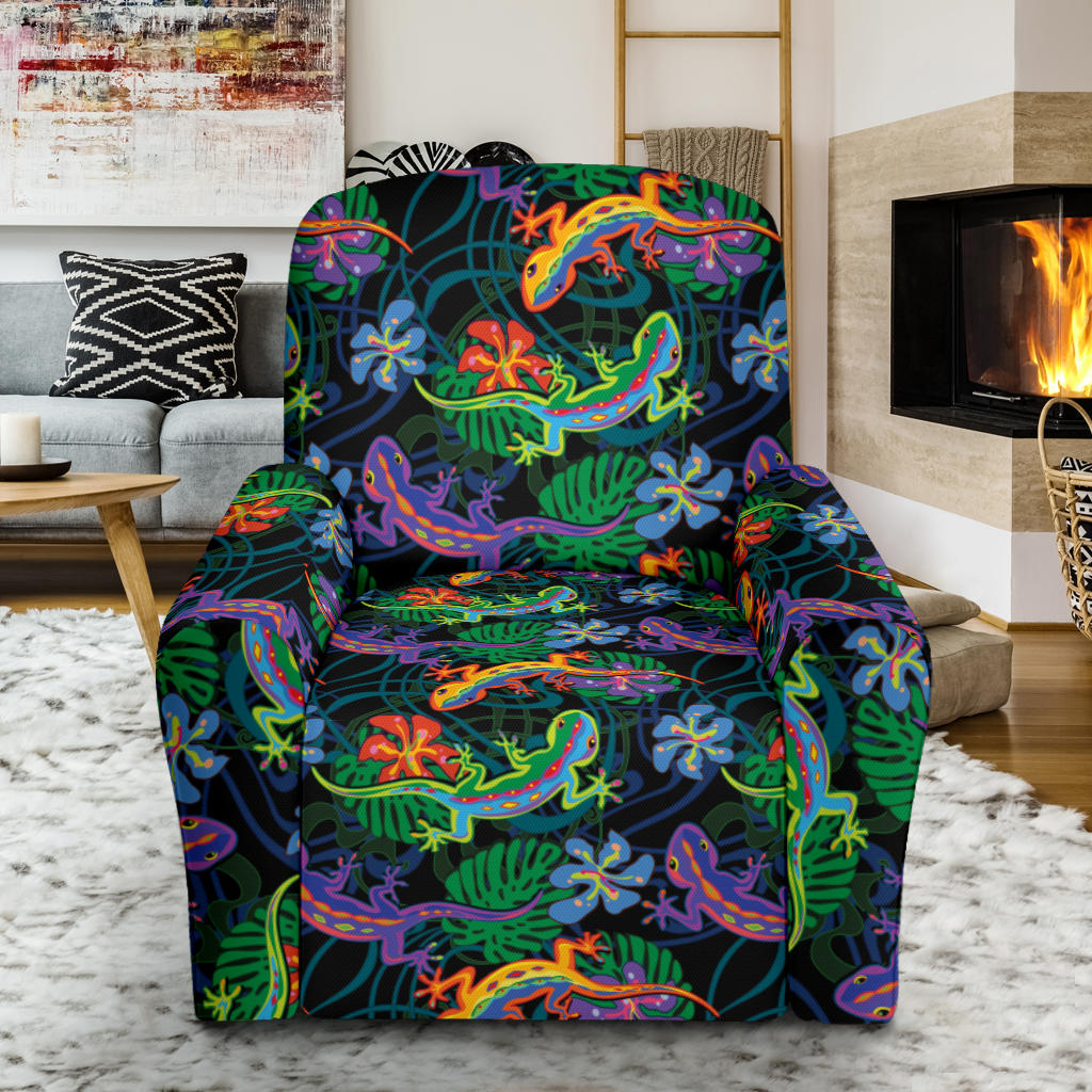 Gecko Colorful Pattern Print Design 01 Recliner Slipcover with Pocket