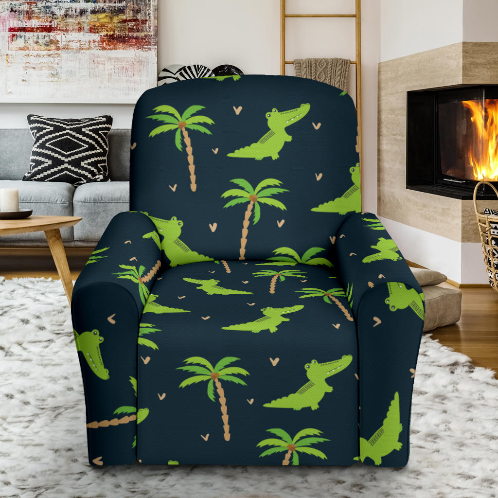 Alligator Pattern Print Design 02 Recliner Slipcover with Pocket