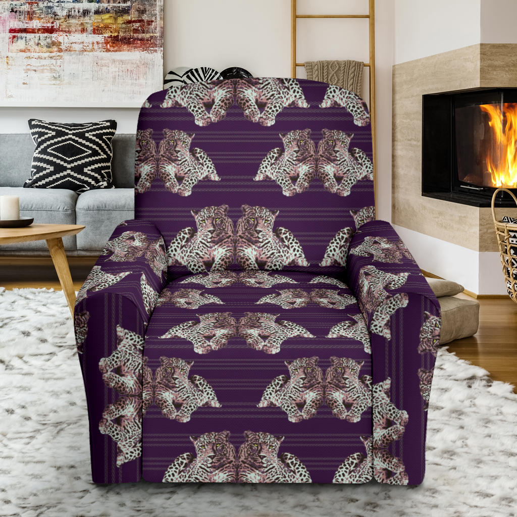 Leopard Pattern Print Design 01 Recliner Slipcover with Pocket
