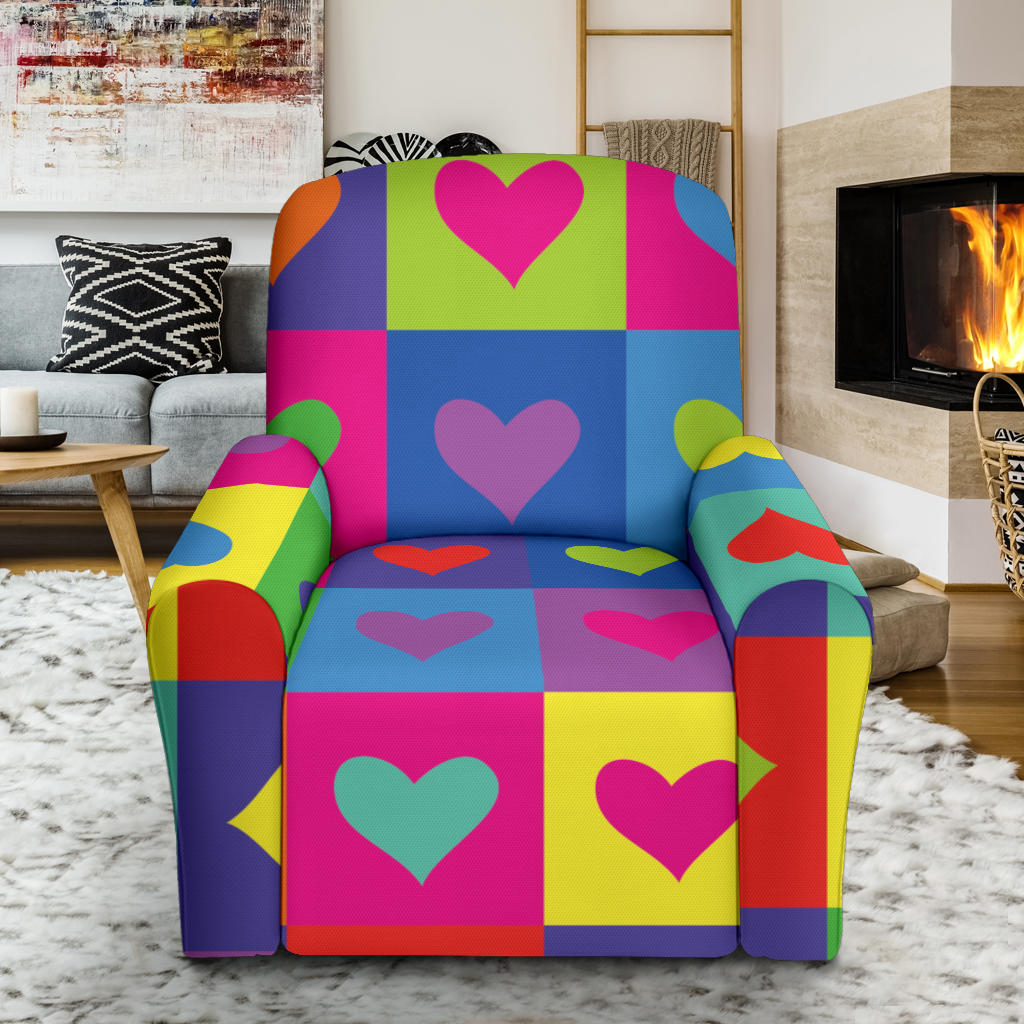 Pop Art Heart Pattern Print Design A01 Recliner Slipcover with Pocket
