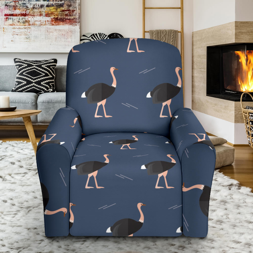 Ostrich Pattern Print Design 04 Recliner Slipcover with Pocket