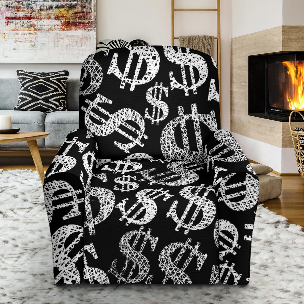 Money Pattern Print Design 02 Recliner Slipcover with Pocket