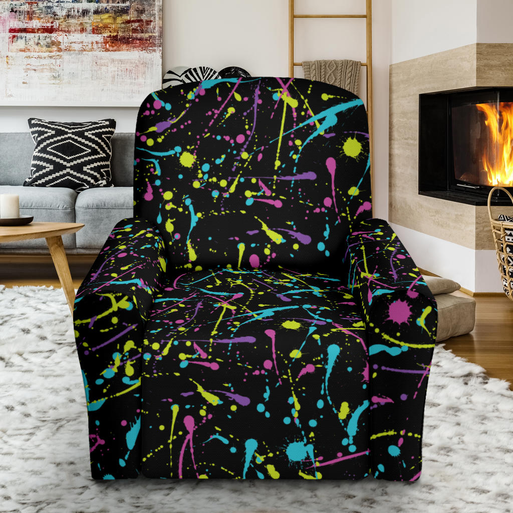 Splatter Multicolor Print Design LKS302 Recliner Slipcover with Pocket