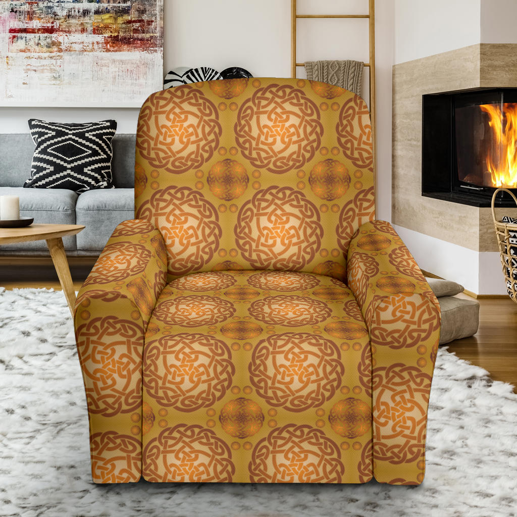 Celtic Pattern Print Design 01 Recliner Slipcover with Pocket