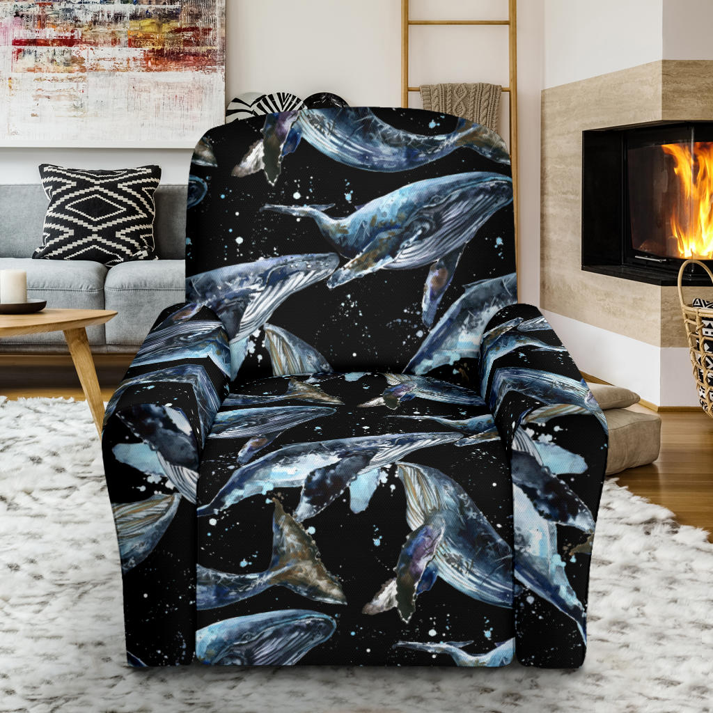 Humpback Whale Pattern Print Design 01 Recliner Slipcover with Pocket