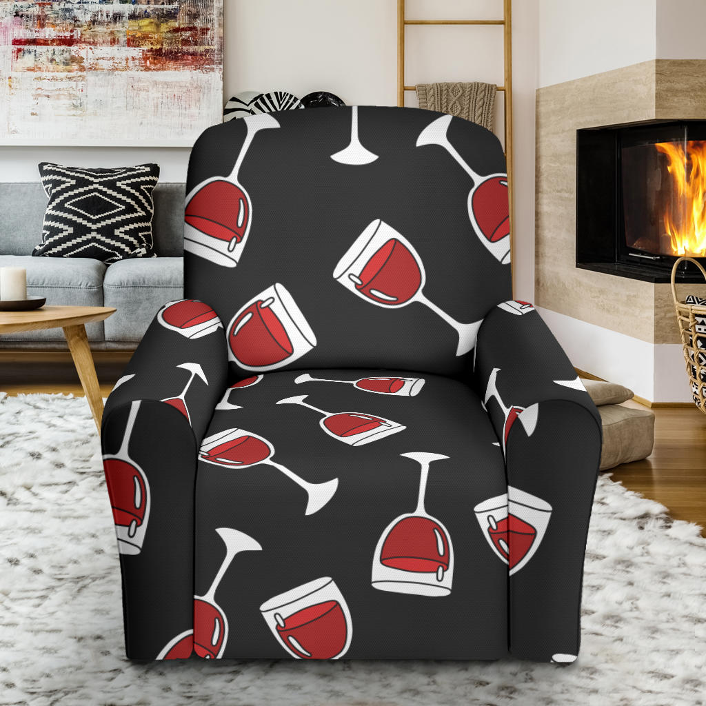 Wine Glass Print Design LKS303 Recliner Slipcover with Pocket