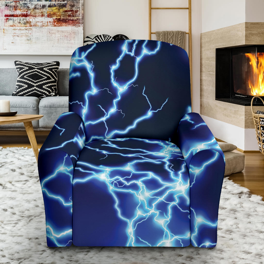 Lightning Thunder Pattern Print Design 04 Recliner Slipcover with Pocket