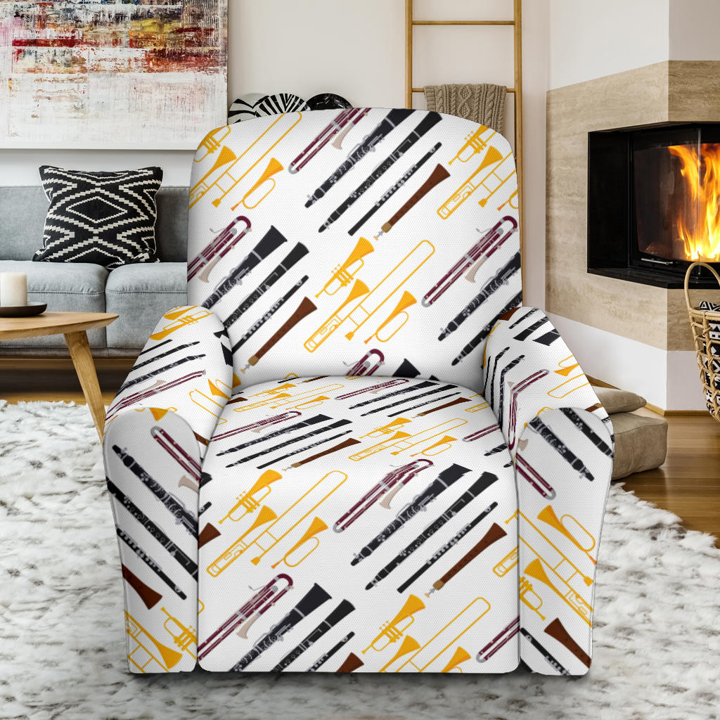 Clarinet Pattern Print Design 01 Recliner Slipcover with Pocket