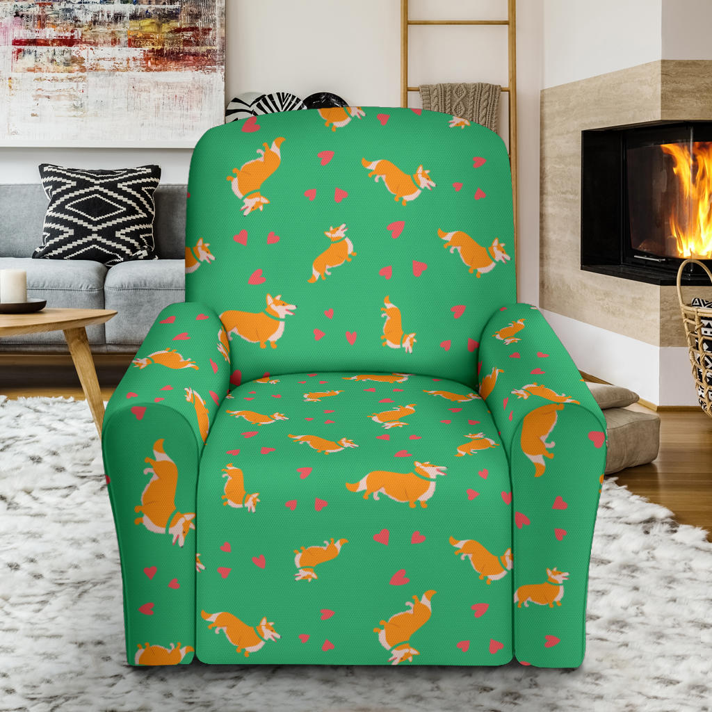 Cardigan Welsh Corgis Pattern Print Design 03 Recliner Slipcover with Pocket