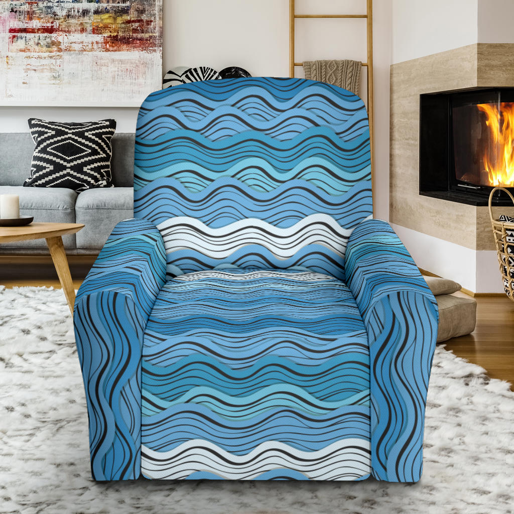 Wave Print Design LKS301 Recliner Slipcover with Pocket