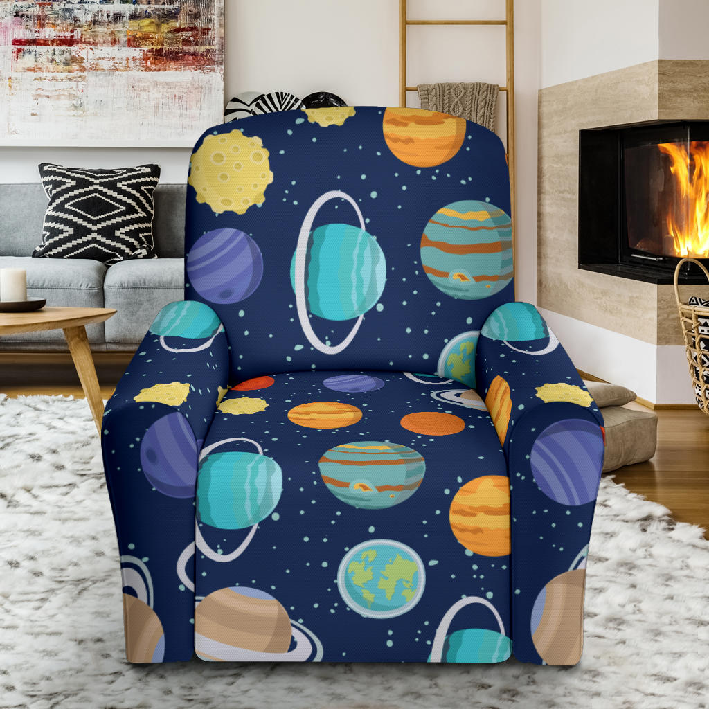 Planet With Star Print Design LKS303 Recliner Slipcover with Pocket