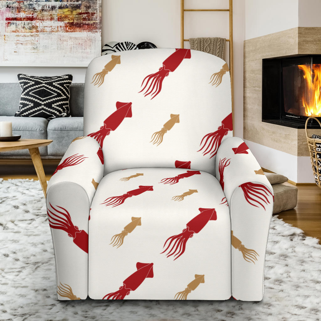 Giant Squid Pattern Print Design 01 Recliner Slipcover with Pocket