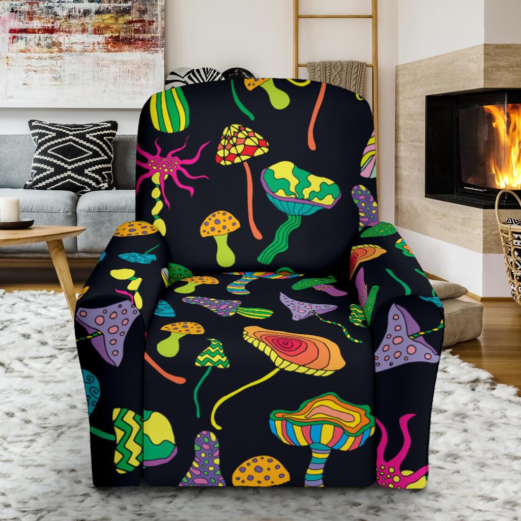 Psychedelic Mushroom Pattern Print Design A02 Recliner Slipcover with Pocket