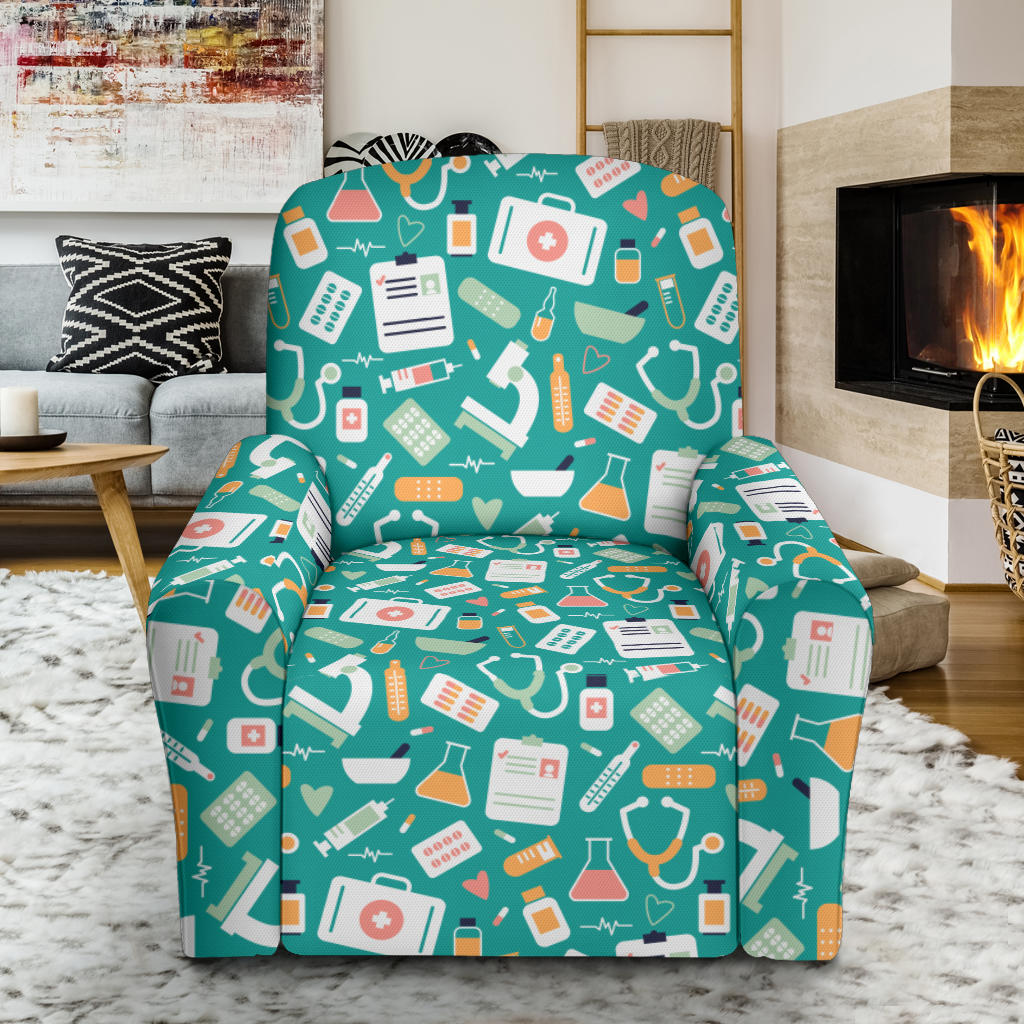 Medical Pattern Print Design 03 Recliner Slipcover with Pocket