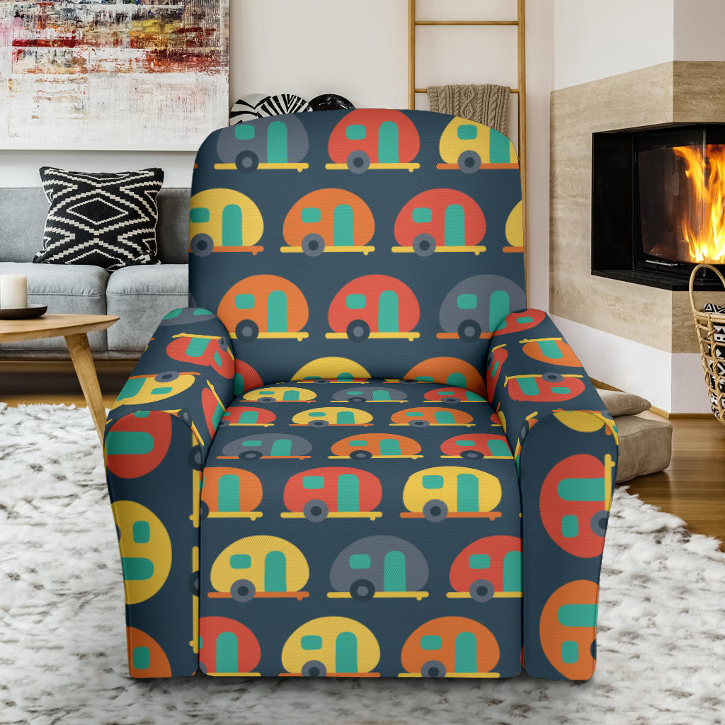 Camper Pattern Print Design 02 Recliner Slipcover with Pocket