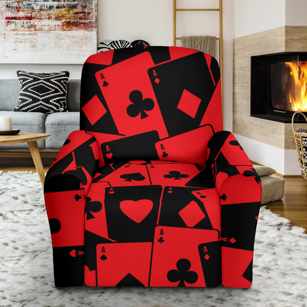 Poker Cards Pattern Print Design A01 Recliner Slipcover with Pocket