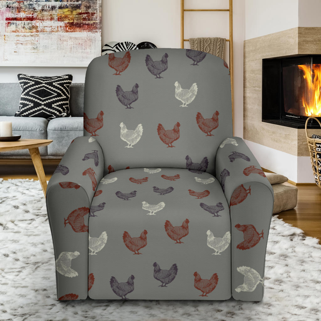 Chicken Pattern Print Design 01 Recliner Slipcover with Pocket