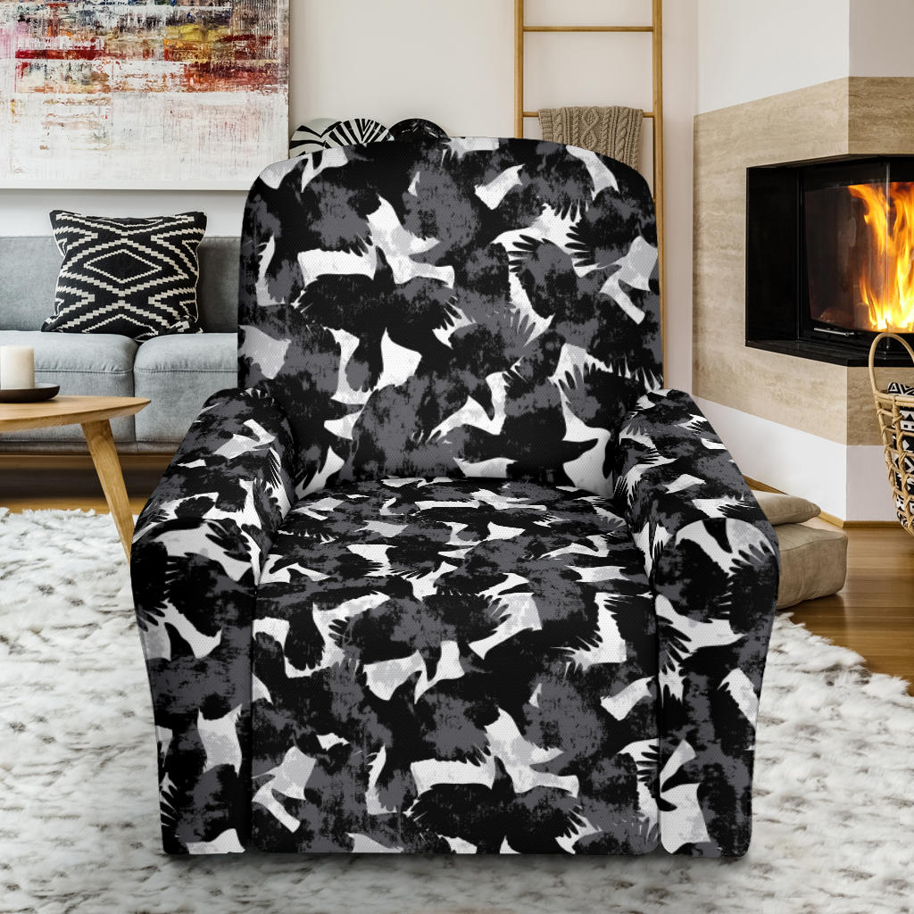 Crow Pattern Print Design 01 Recliner Slipcover with Pocket
