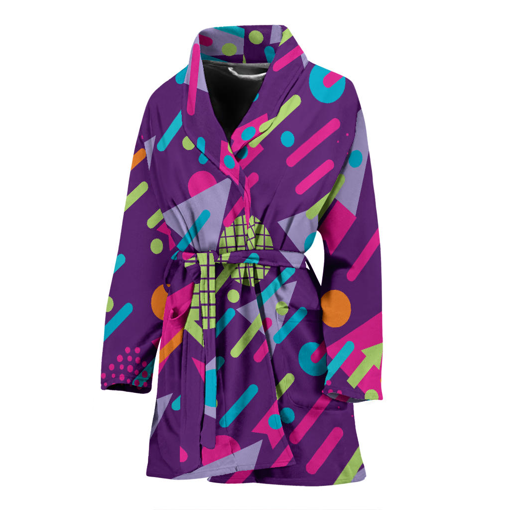 90s Pattern Print Design 4 Women Bathrobe