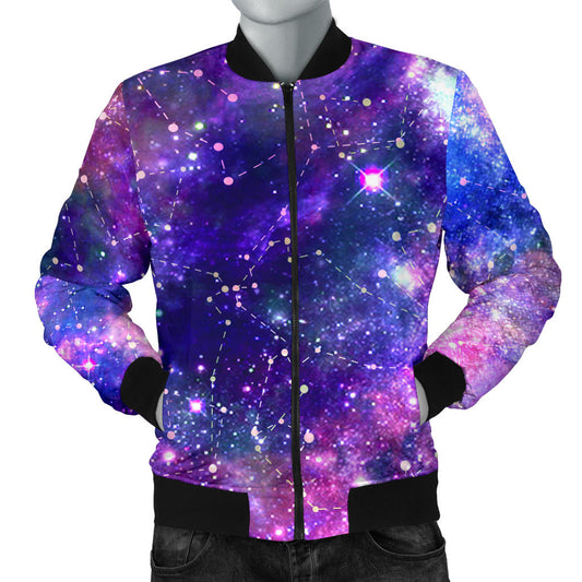 Galaxy Night Stardust Space Print Men Bomber Jacket