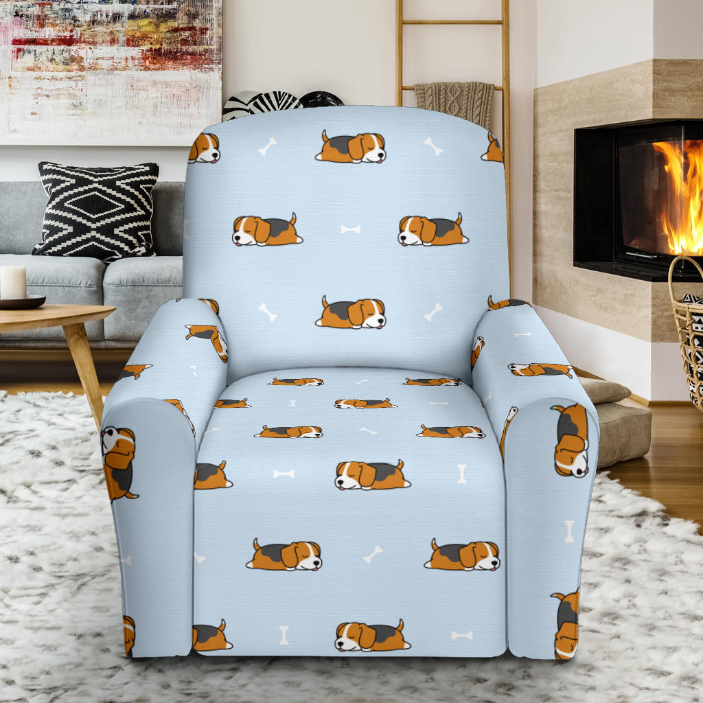 Beagle Pattern Print Design 06 Recliner Slipcover with Pocket