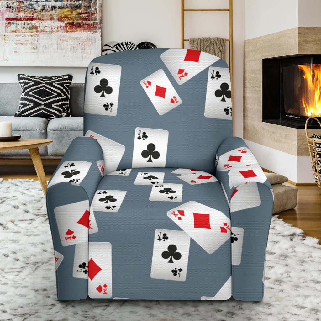 Poker Cards Pattern Print Design A05 Recliner Slipcover with Pocket