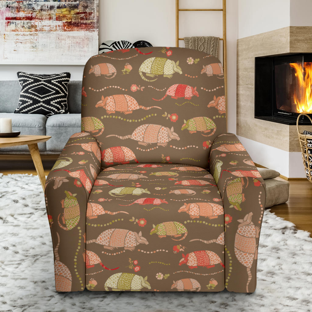 Armadillo Pattern Print Design 04 Recliner Slipcover with Pocket
