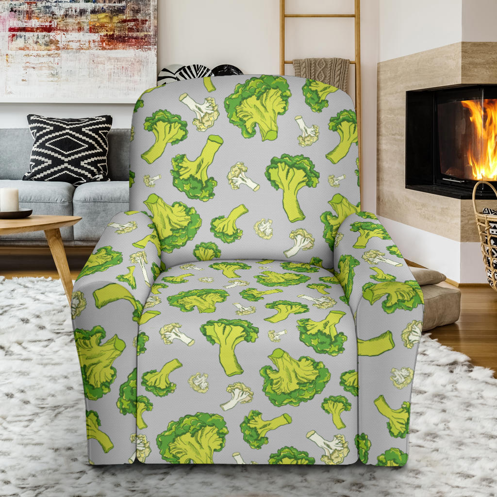 Broccoli Pattern Print Design 03 Recliner Slipcover with Pocket