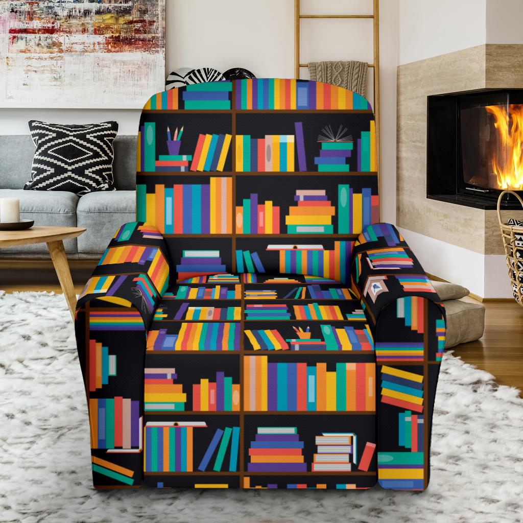 Book Pattern Print Design 05 Recliner Slipcover with Pocket
