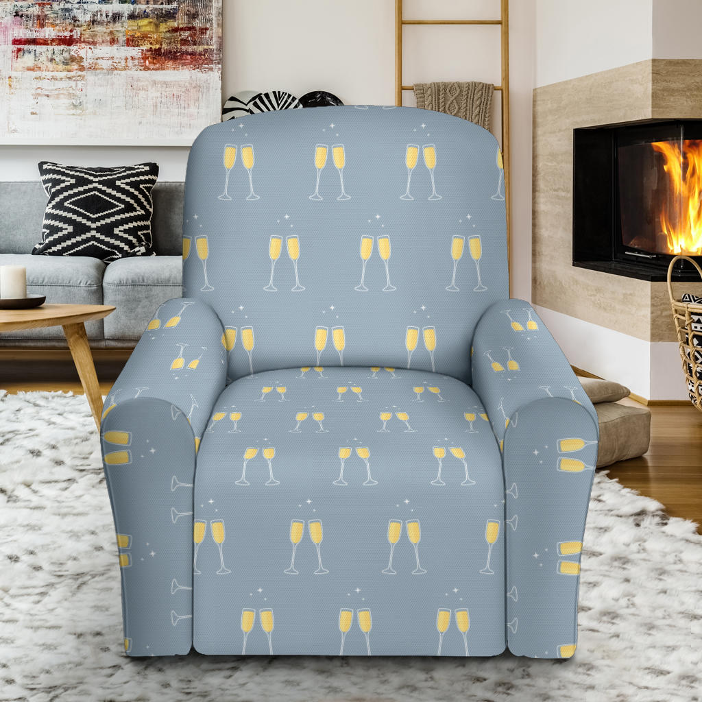 Champagne Pattern Print Design 03 Recliner Slipcover with Pocket