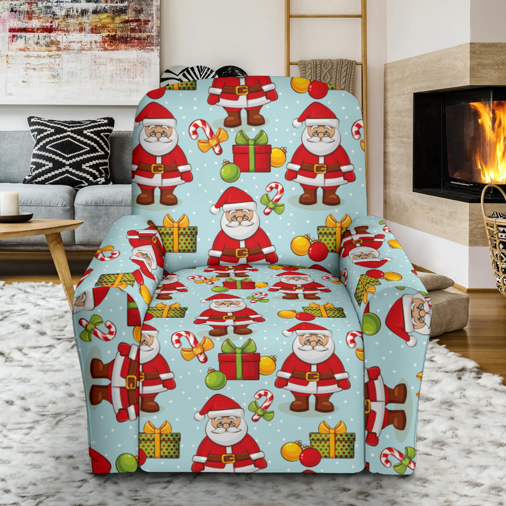Santa Christmas Themed Print Design LKS303 Recliner Slipcover with Pocket