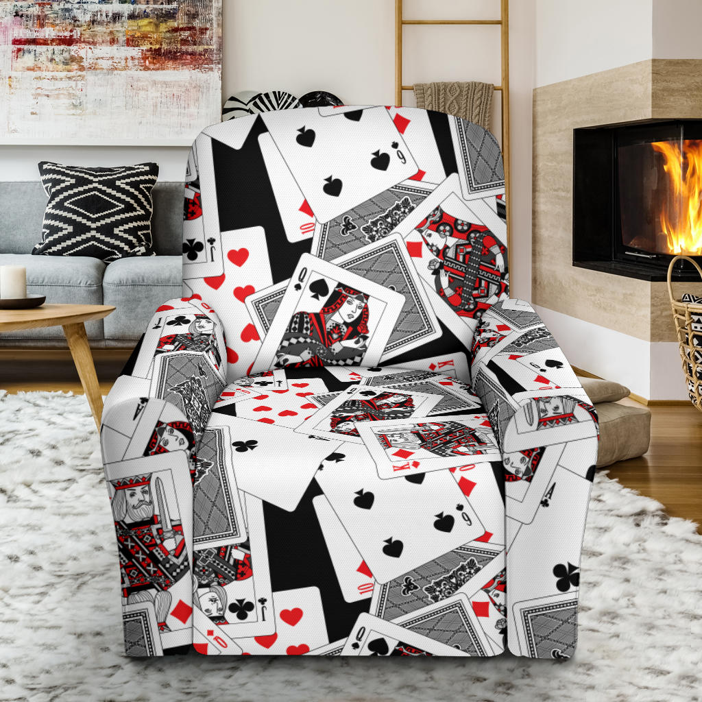 Poker Cards Pattern Print Design A04 Recliner Slipcover with Pocket