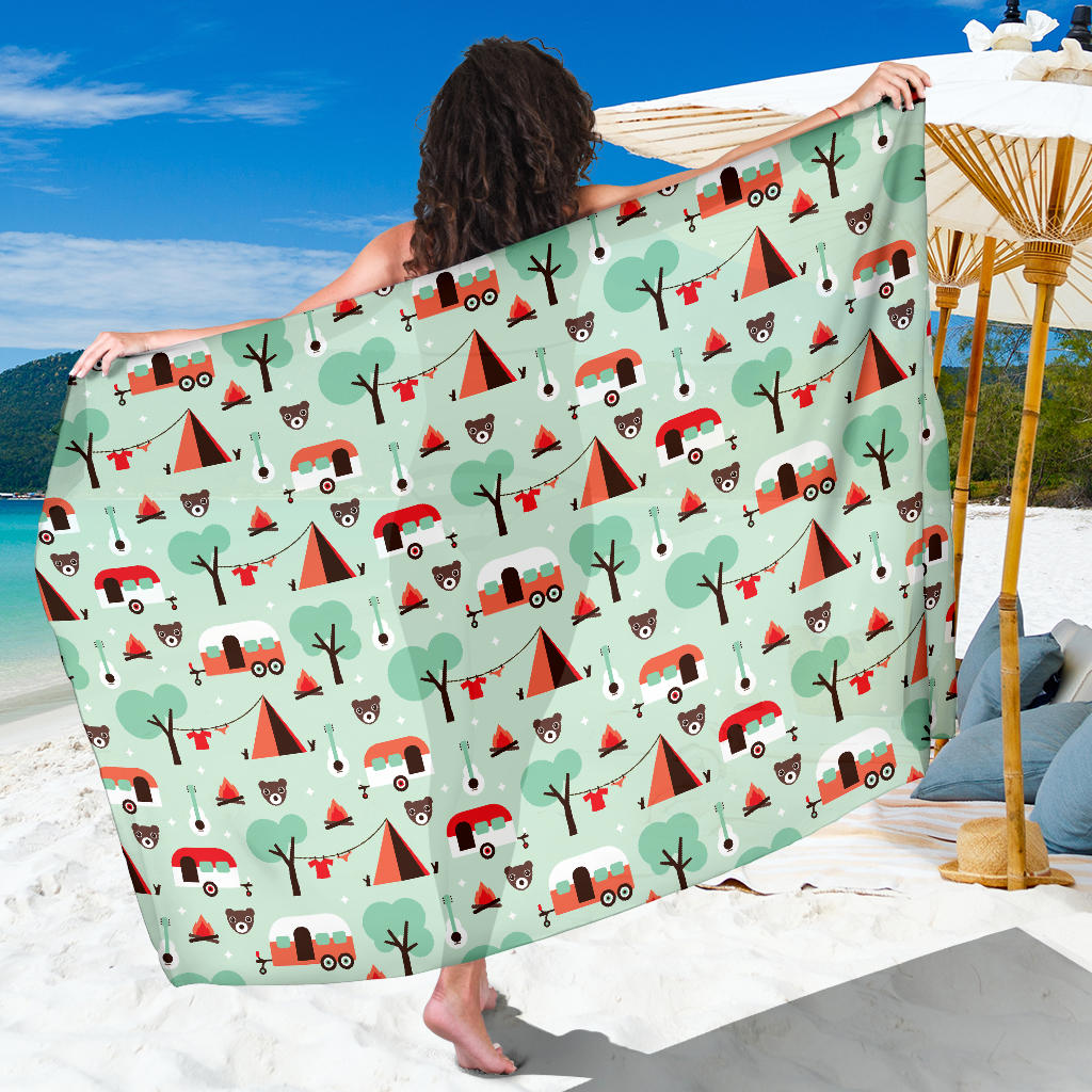 Camper Tent Pattern Print Design 01 Sarong Pareo Wrap