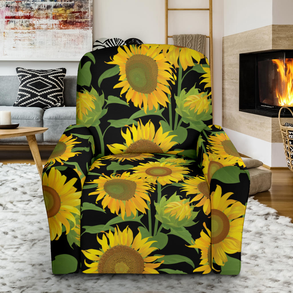 Sunflower Print Design LKS302 Recliner Slipcover with Pocket