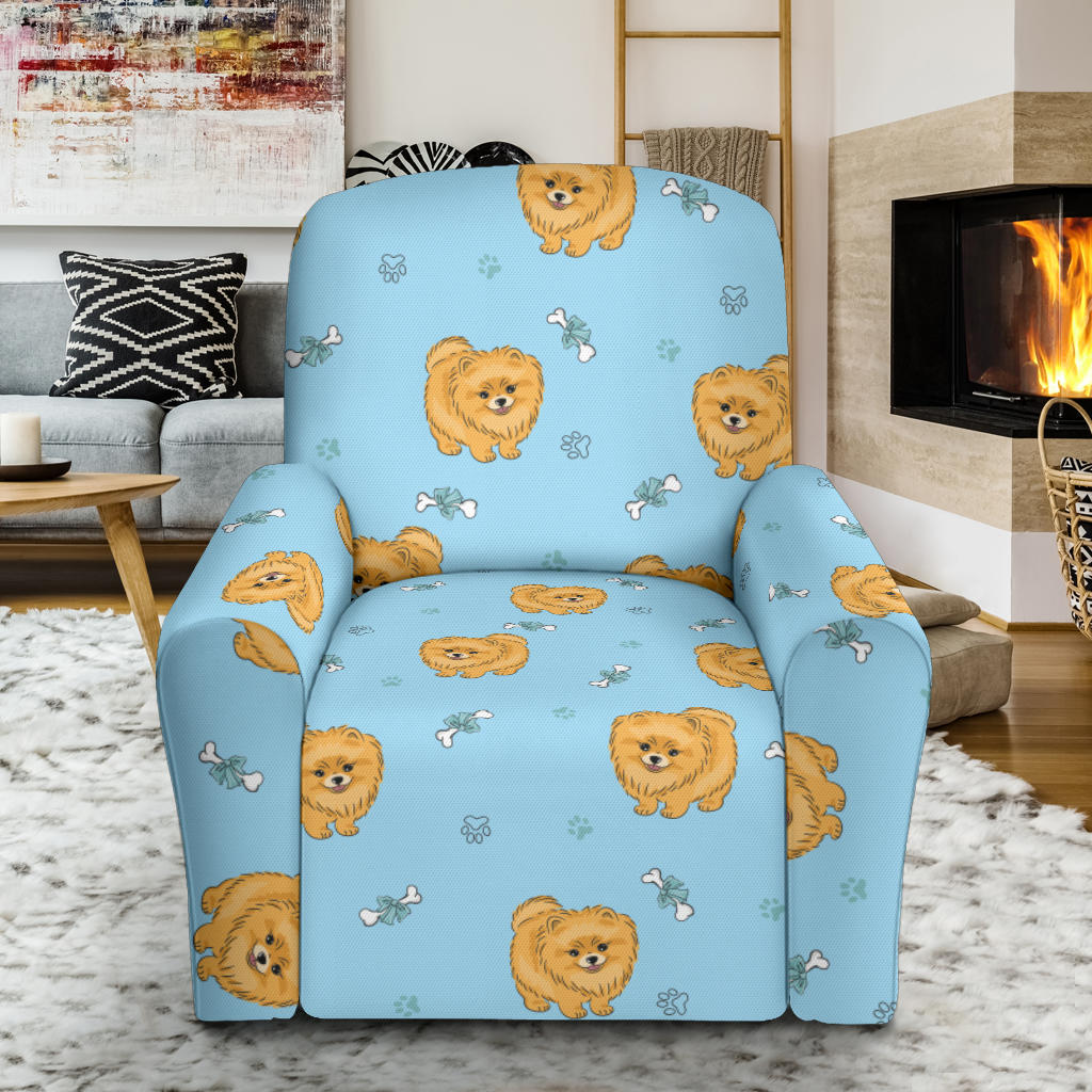 Pomeranians Pattern Print Design A03 Recliner Slipcover with Pocket