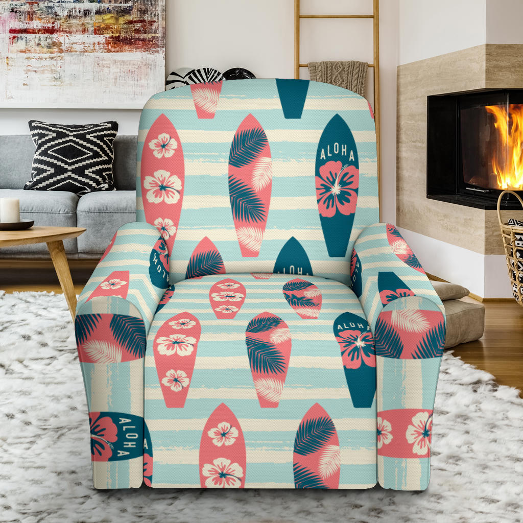 Aloha Hawaii Surfboard Pattern Print Design 02 Recliner Slipcover with Pocket