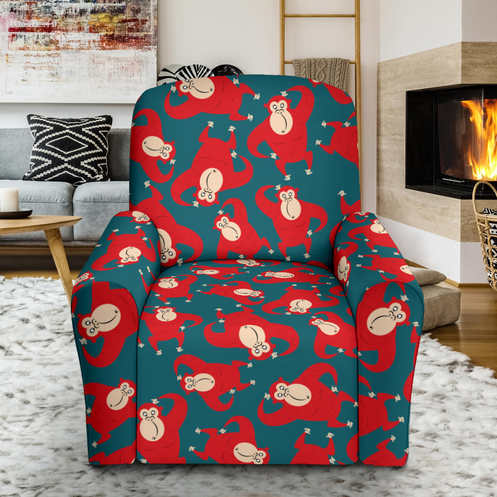 Chimpanzee Pattern Print Design 04 Recliner Slipcover with Pocket