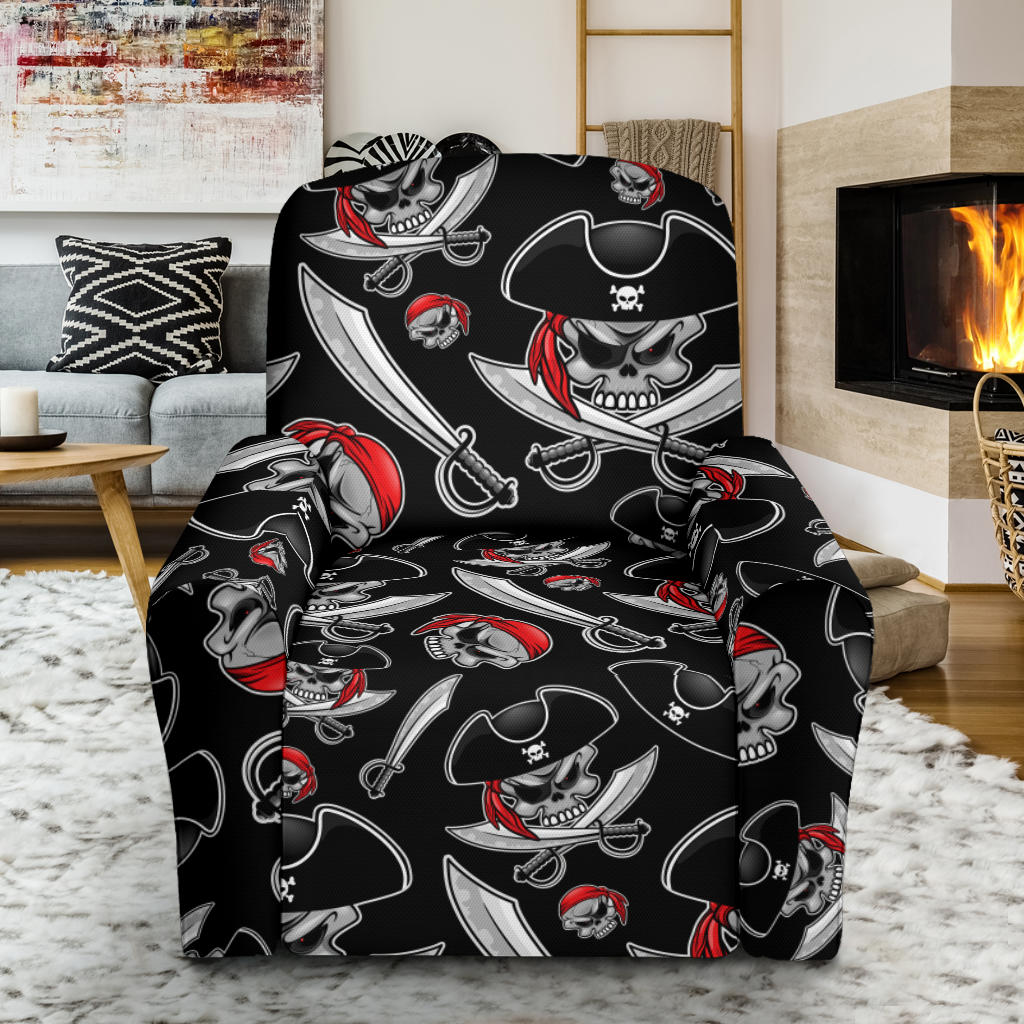 Pirate Pattern Print Design A05 Recliner Slipcover with Pocket