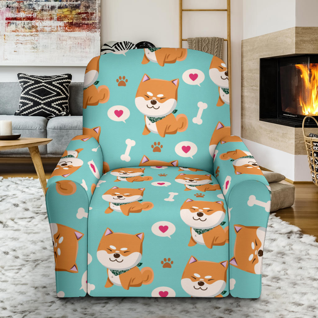 Shiba Inu Print Design LKS3013 Recliner Slipcover with Pocket