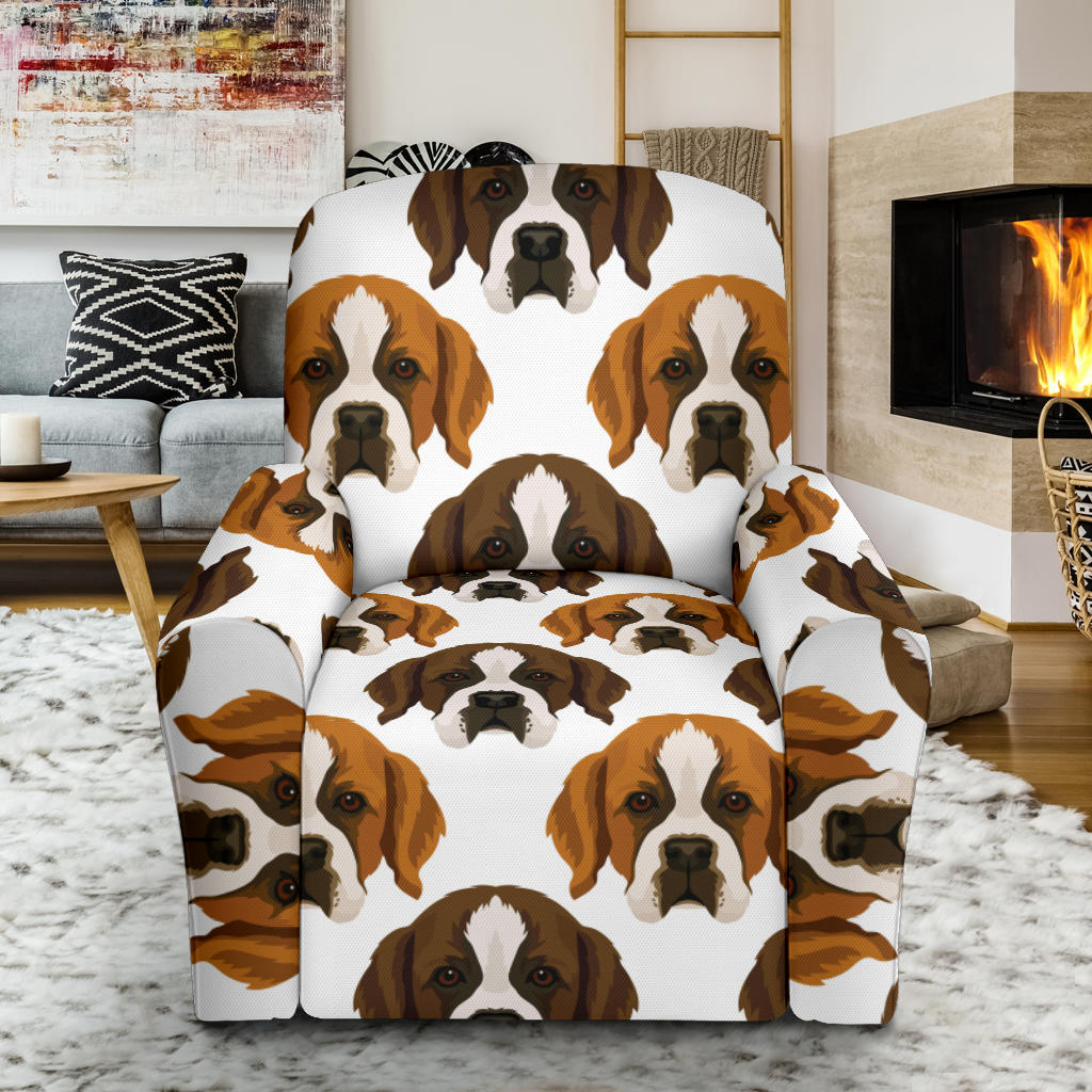 St Bernards Print Design LKS301 Recliner Slipcover with Pocket