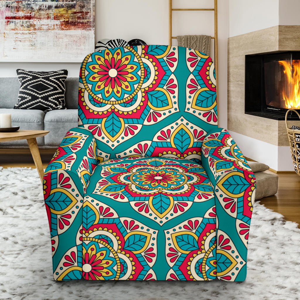 Mandala Pattern Print Design 03 Recliner Slipcover with Pocket