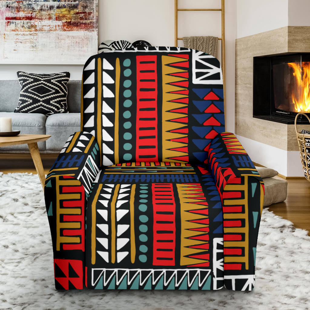 Kente Pattern Print Design 02 Recliner Slipcover with Pocket