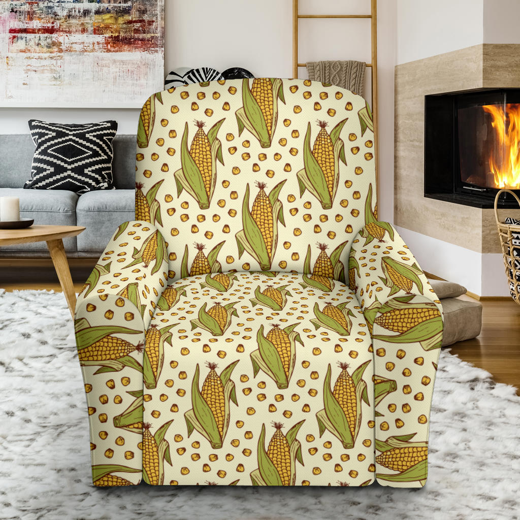 Corn Pattern Print Design 01 Recliner Slipcover with Pocket